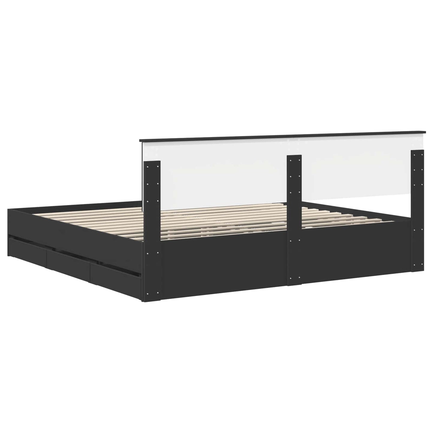 Struttura del letto Nero 200 x 200 cm Legno Ingegnerizzato | homemem39