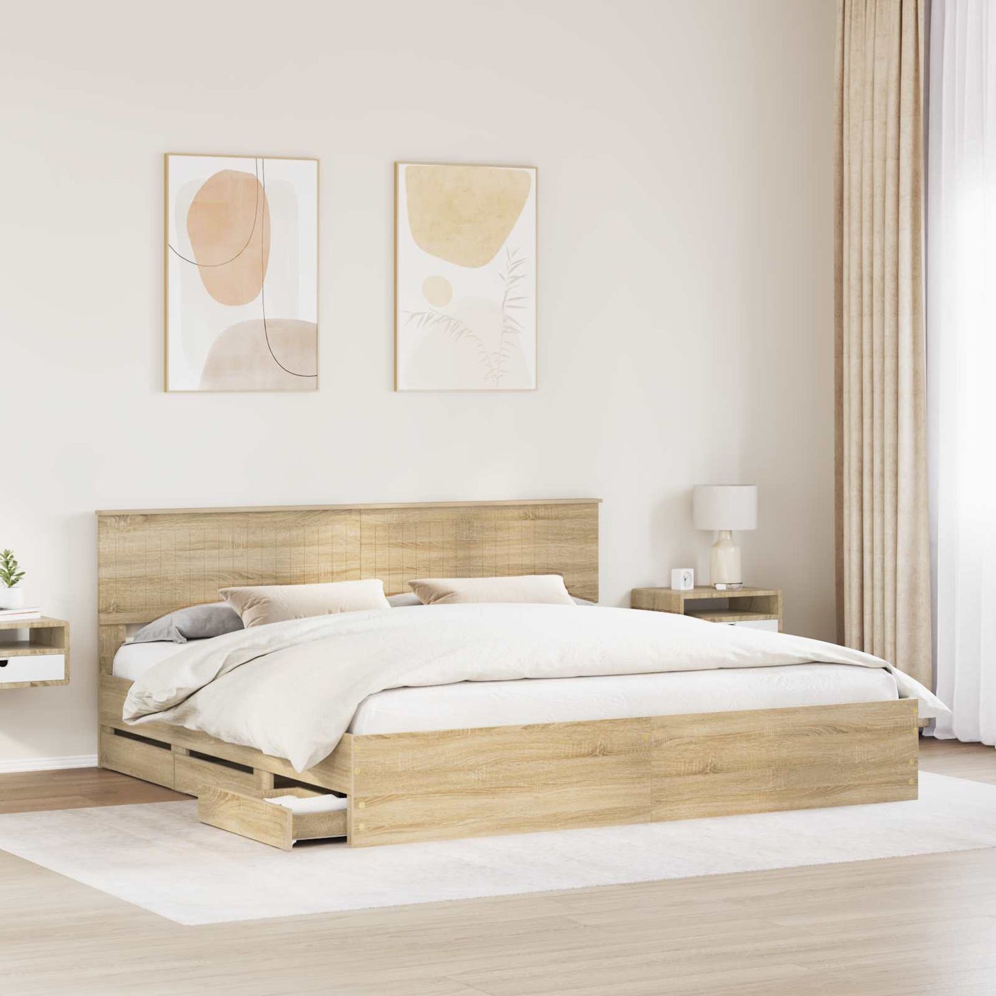 Struttura del letto con cassetto Rovere Sonoma 200 x 200 cm