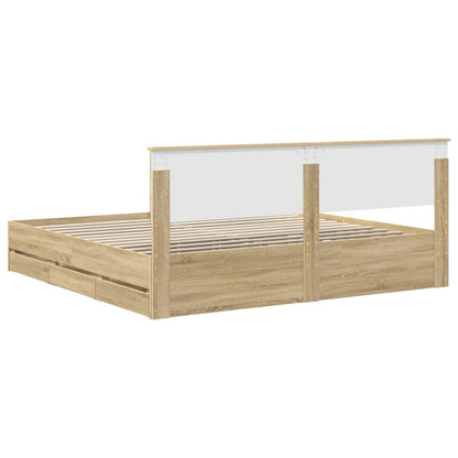 Struttura del letto con cassetto Rovere Sonoma 200 x 200 cm