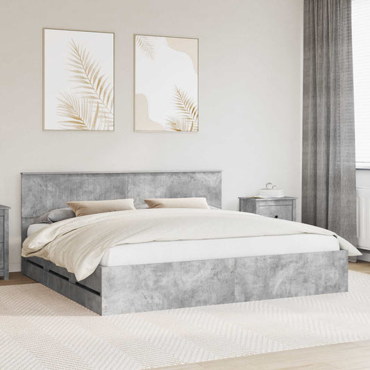 Struttura del letto con cassetto Grigio cemento 200 x 200 cm | homemem39