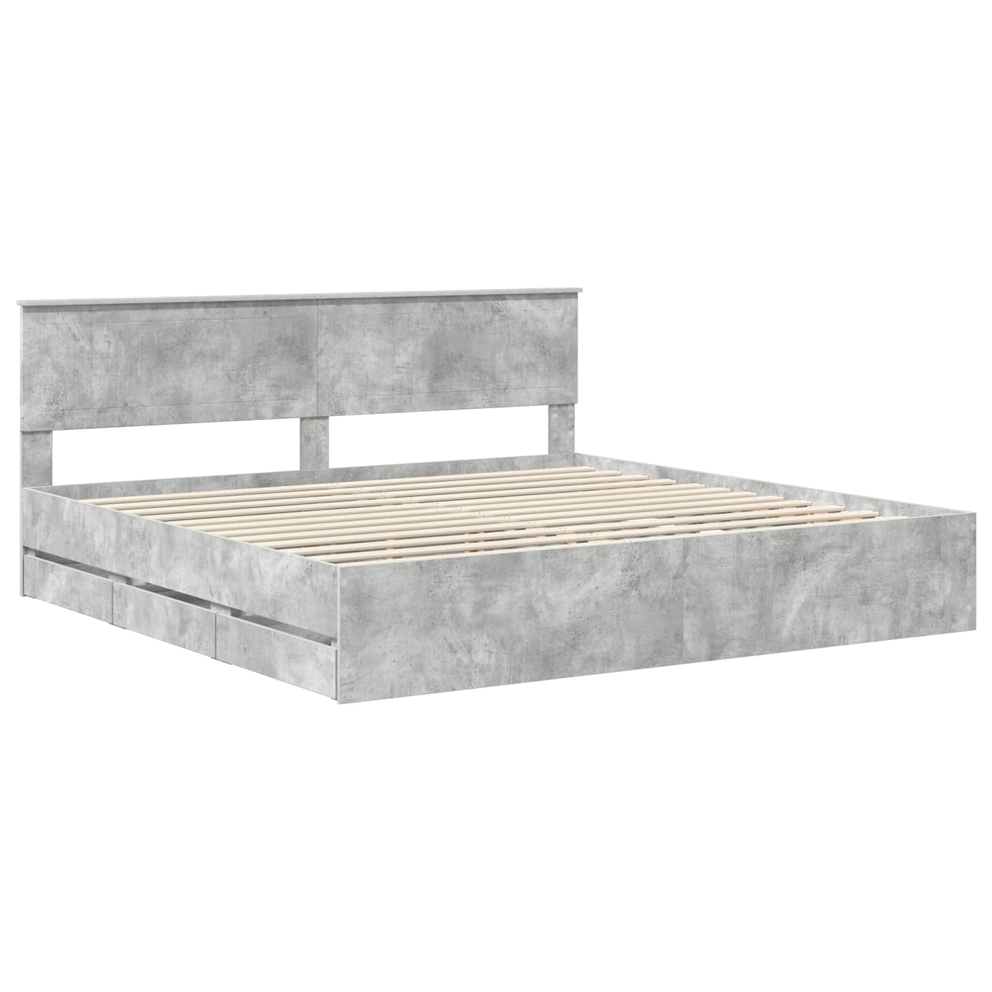 Struttura del letto con cassetto Grigio cemento 200 x 200 cm