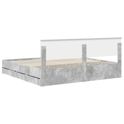 Struttura del letto con cassetto Grigio cemento 200 x 200 cm