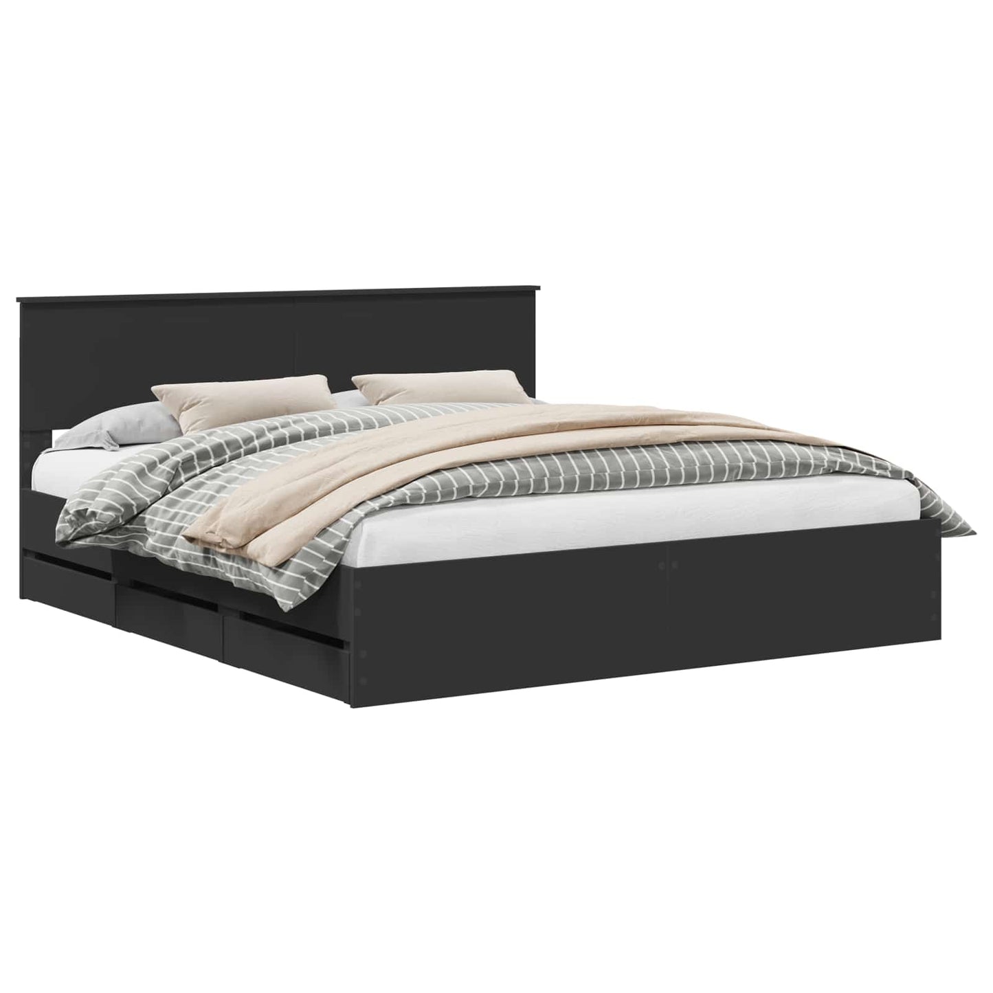 Struttura del letto Nero 180 x 200 cm Legno Ingegnerizzato