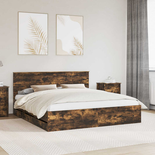 Struttura del letto con cassetto Rovere fumé 180 x 200 cm | homemem39