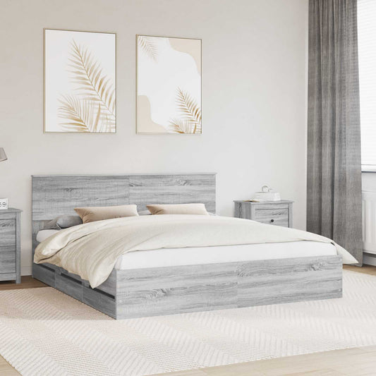 Struttura del letto con cassetto Grigio Sonoma 180 x 200 cm | homemem39