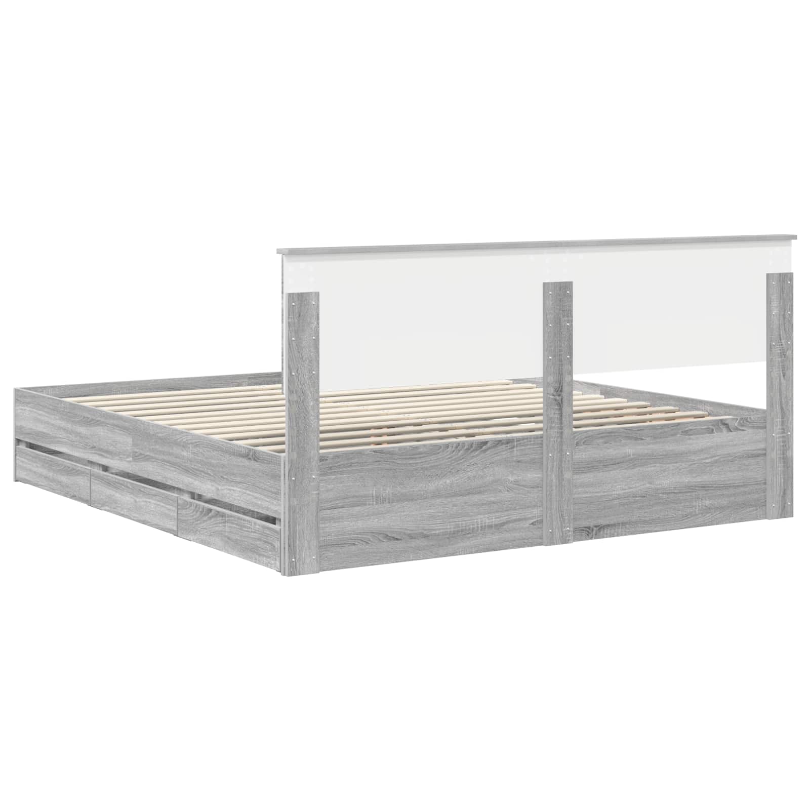 Struttura del letto con cassetto Grigio Sonoma 180 x 200 cm - homemem39