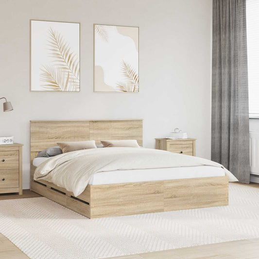 Struttura del letto con cassetto Rovere Sonoma 160 x 200 cm | homemem39