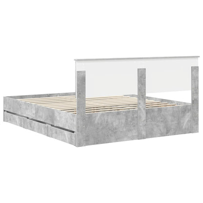 Struttura del letto con cassetto Grigio cemento 160 x 200 cm