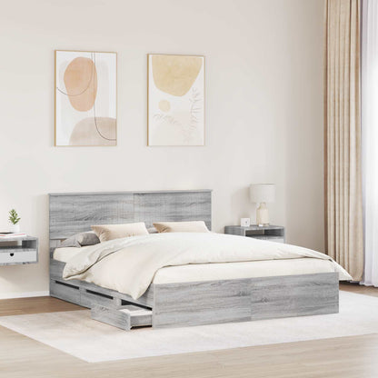 Struttura del letto con cassetto Grigio Sonoma 160 x 200 cm