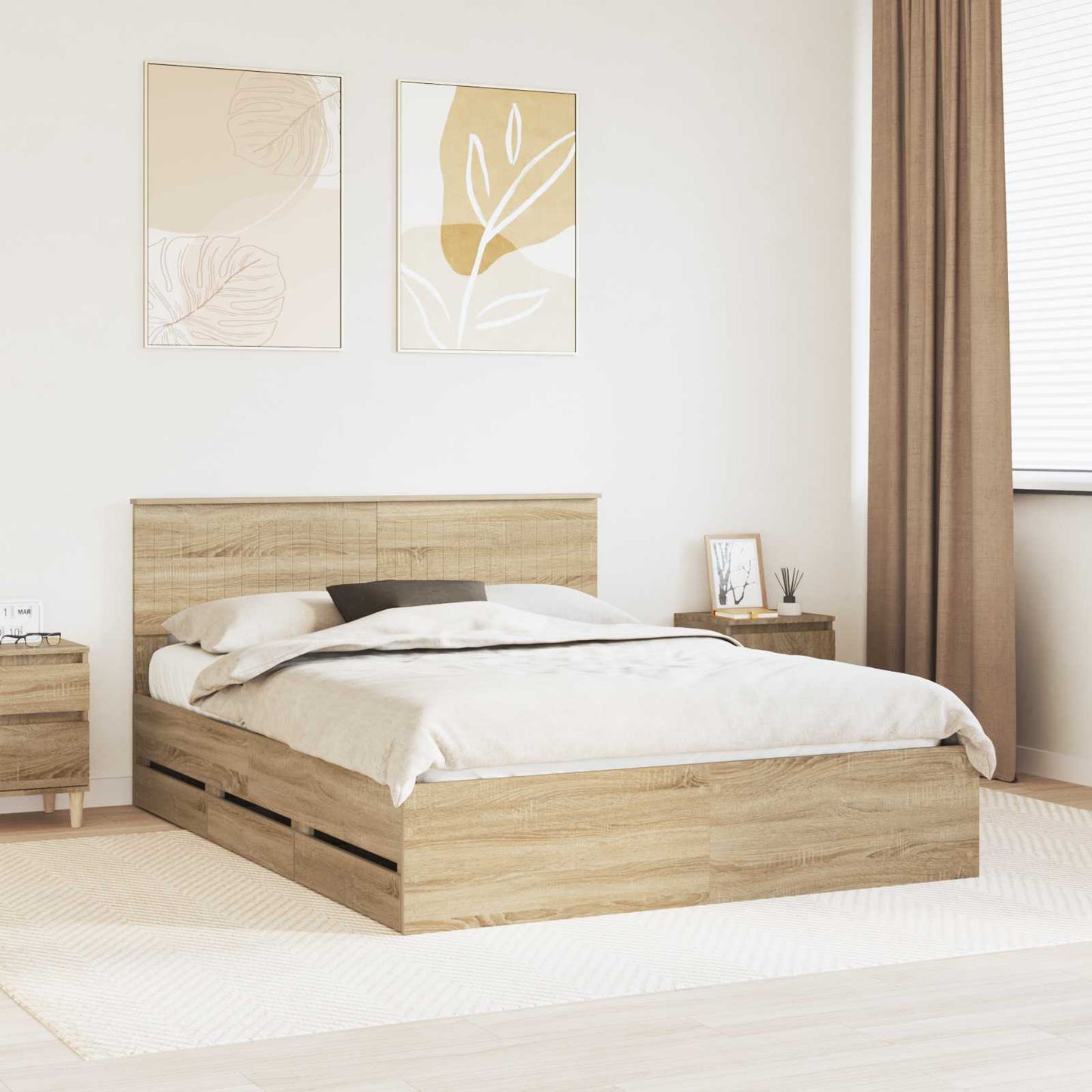 Struttura del letto con cassetto Rovere Sonoma 150 x 200 cm