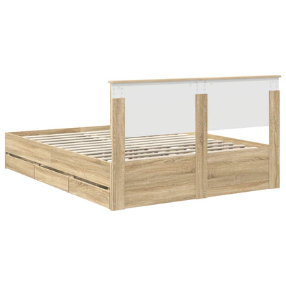 Struttura del letto con cassetto Rovere Sonoma 150 x 200 cm | homemem39