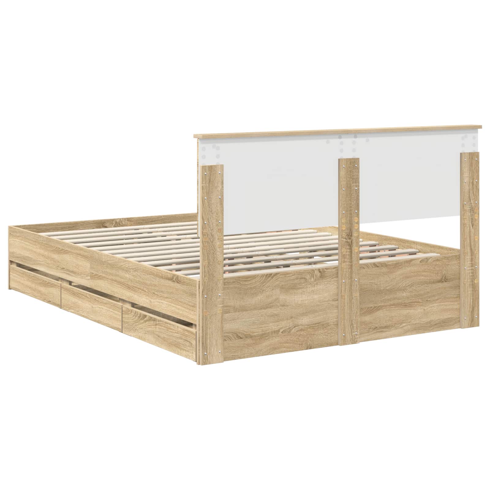 Struttura del letto con cassetto Rovere Sonoma 140 x 200 cm | homemem39