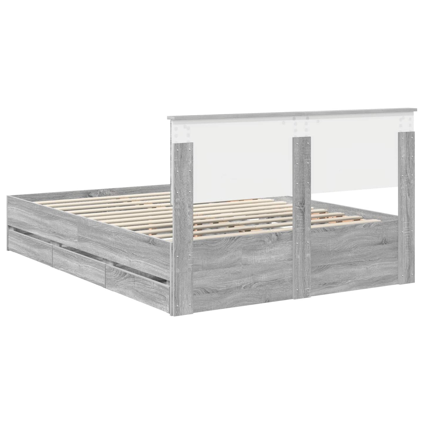 Struttura del letto con cassetto Grigio Sonoma 140 x 200 cm | homemem39