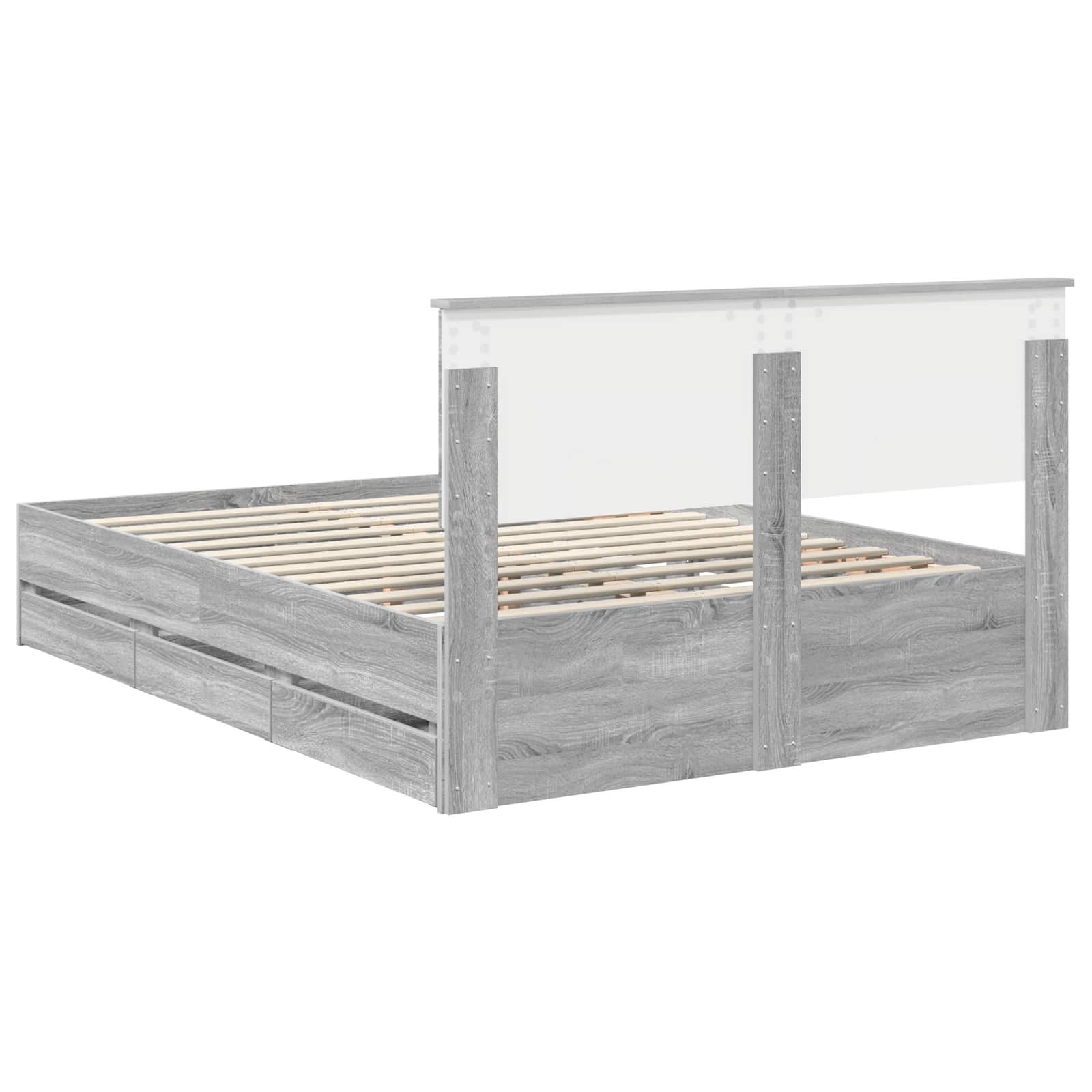 Struttura del letto con cassetto Grigio Sonoma 140 x 200 cm | homemem39