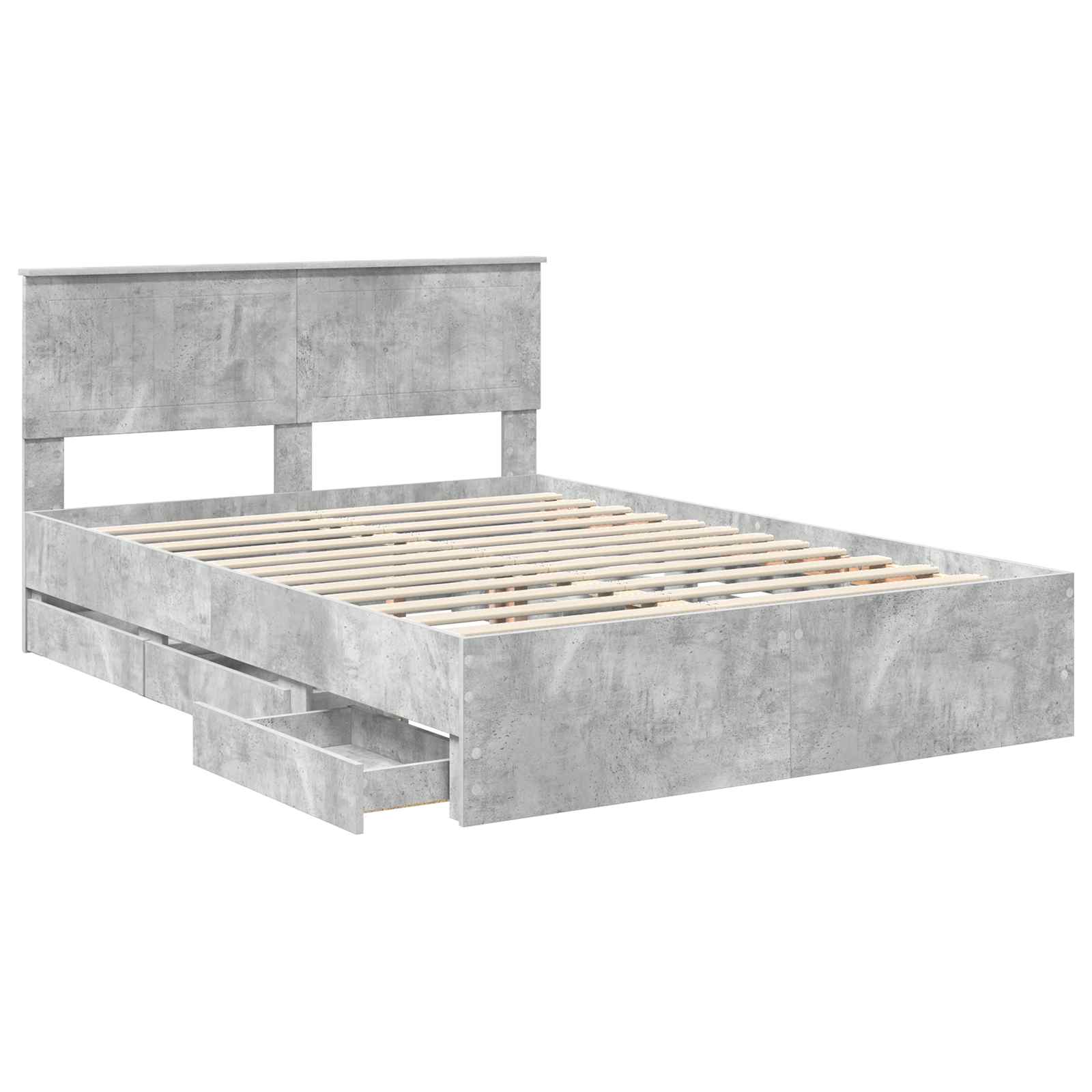 Struttura del letto con cassetto Grigio cemento 135 x 190 cm | homemem39