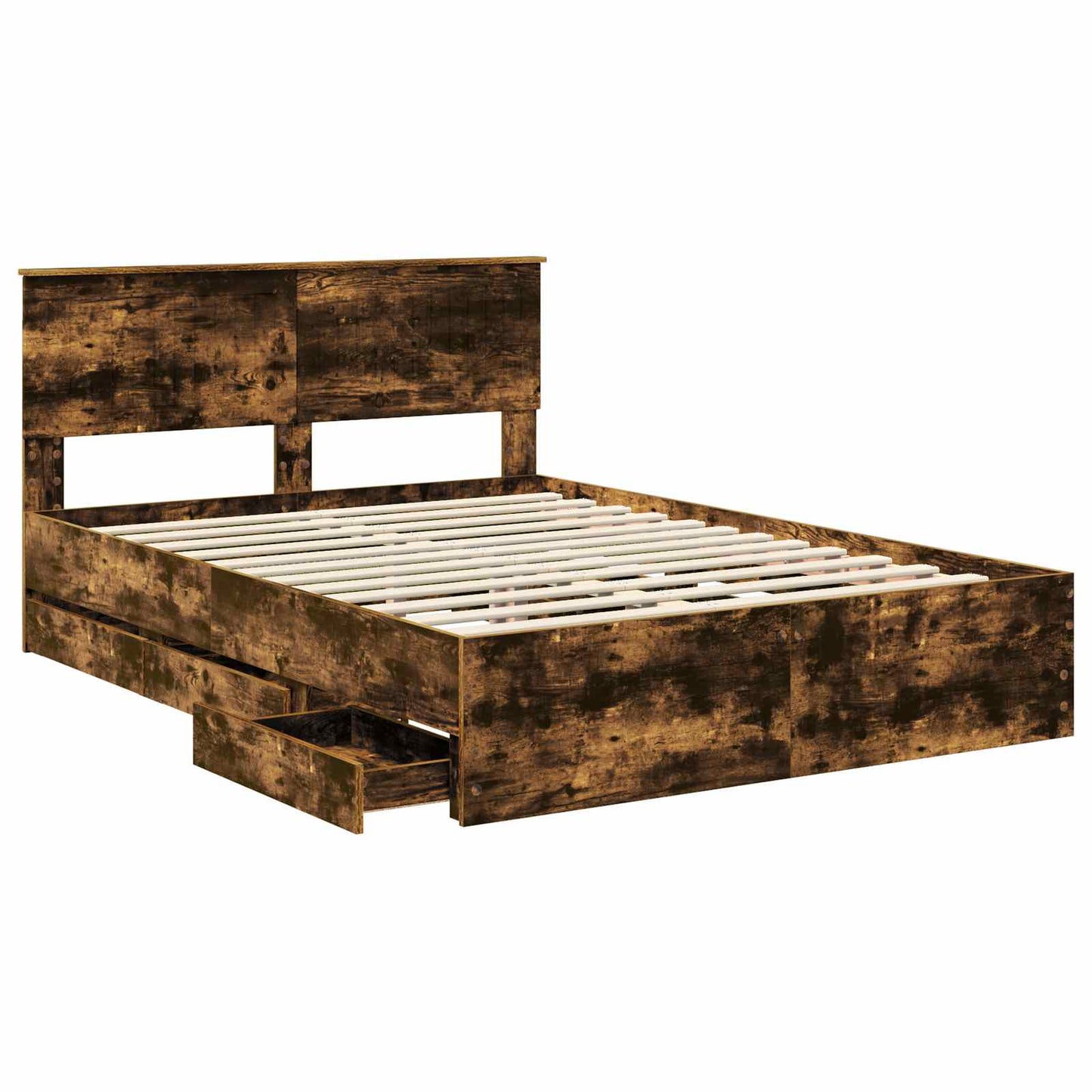 Struttura del letto con cassetto Rovere fumé 135 x 190 cm | homemem39