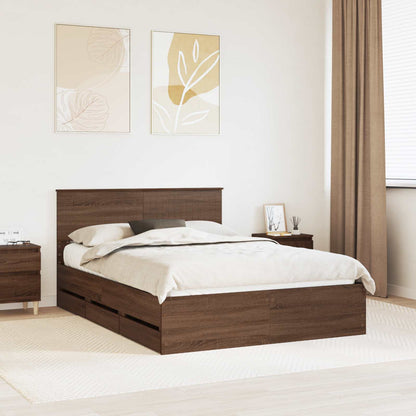 Struttura del letto con cassetto Rovere Marrone 135 x 190 cm | homemem39