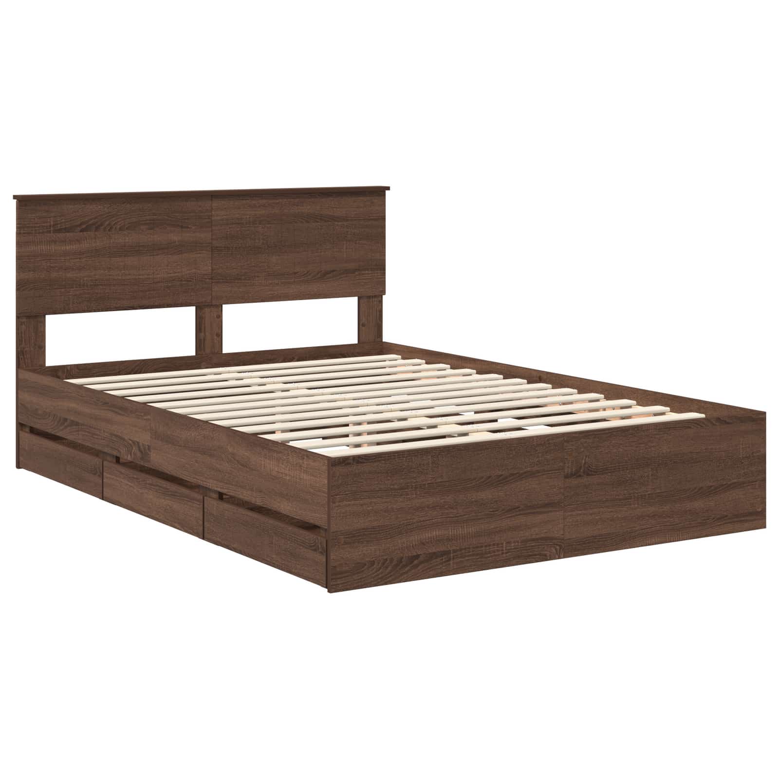Struttura del letto con cassetto Rovere Marrone 135 x 190 cm | homemem39