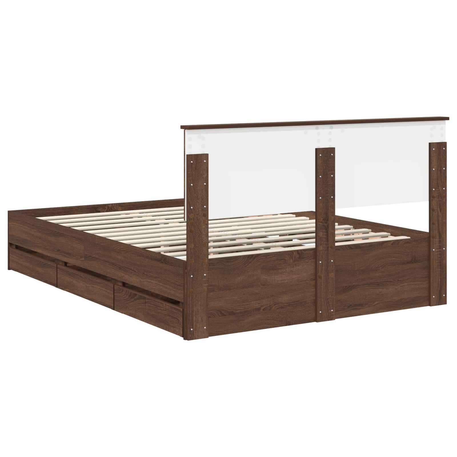 Struttura del letto con cassetto Rovere Marrone 135 x 190 cm | homemem39