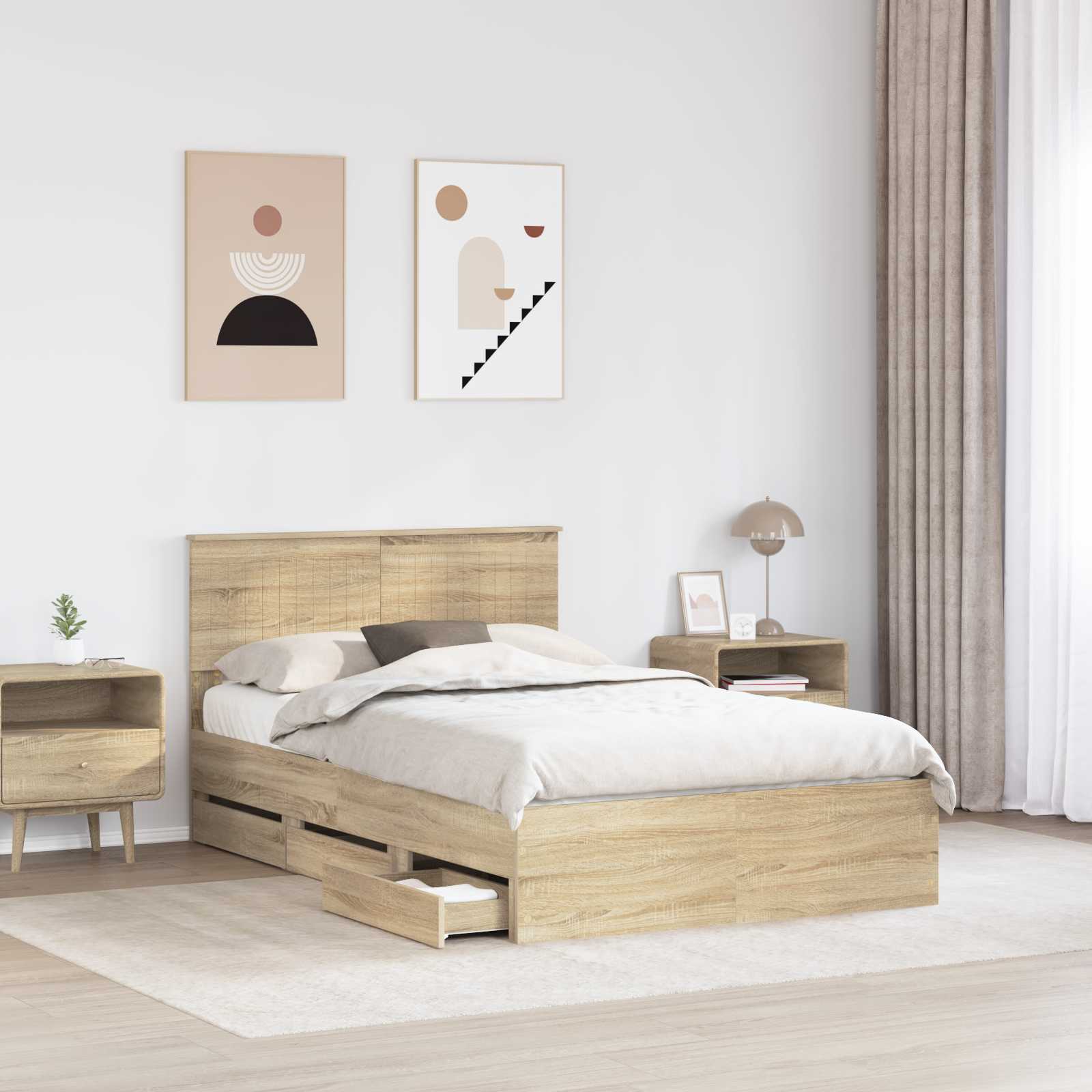 Struttura del letto con cassetto Rovere Sonoma 120 x 200 cm | homemem39