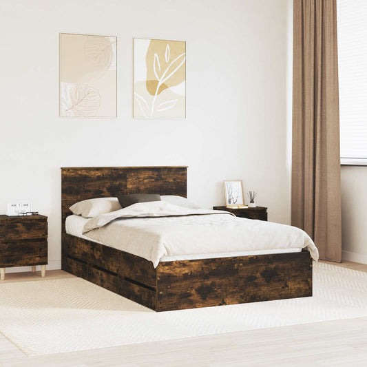 Struttura del letto con cassetto Rovere fumé 120 x 200 cm | homemem39