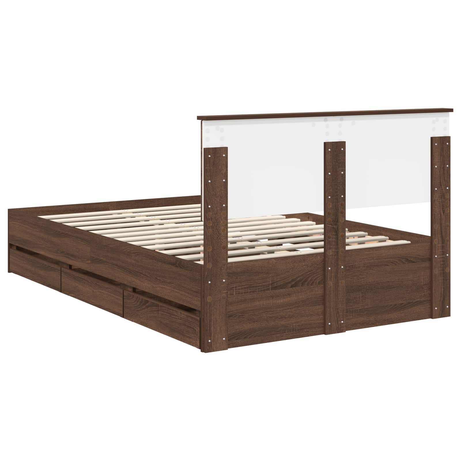 Struttura del letto con cassetto Rovere Marrone 120 x 190 cm | homemem39
