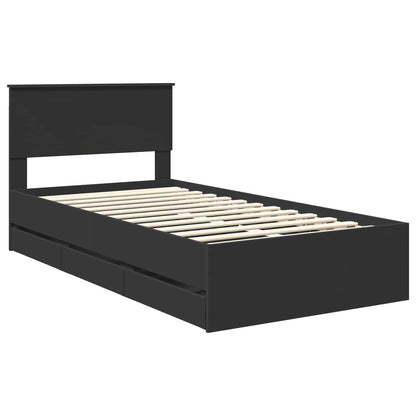 Struttura del letto Nero 100 x 200 cm Legno Ingegnerizzato | homemem39