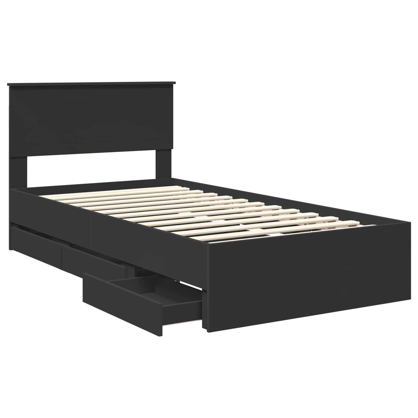 Struttura del letto Nero 100 x 200 cm Legno Ingegnerizzato | homemem39