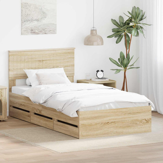 Struttura del letto con cassetto Rovere Sonoma 100 x 200 cm | homemem39