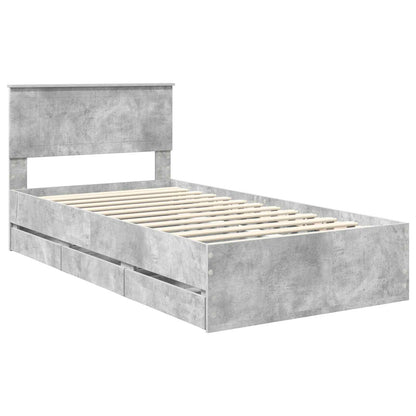 Struttura del letto con cassetto Grigio cemento 100 x 200 cm