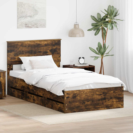 Struttura del letto con cassetto Rovere fumé 100 x 200 cm
