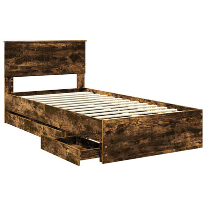 Struttura del letto con cassetto Rovere fumé 100 x 200 cm