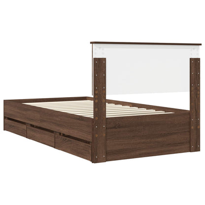 Struttura del letto con cassetto Rovere Marrone 100 x 200 cm | homemem39