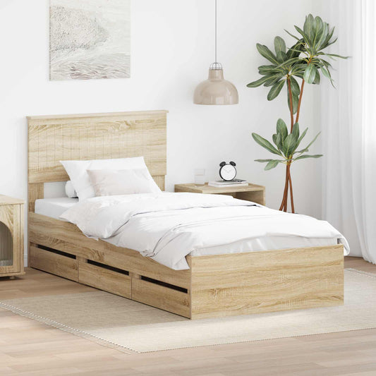 Struttura del letto con cassetto Rovere Sonoma 90 x 200 cm | homemem39