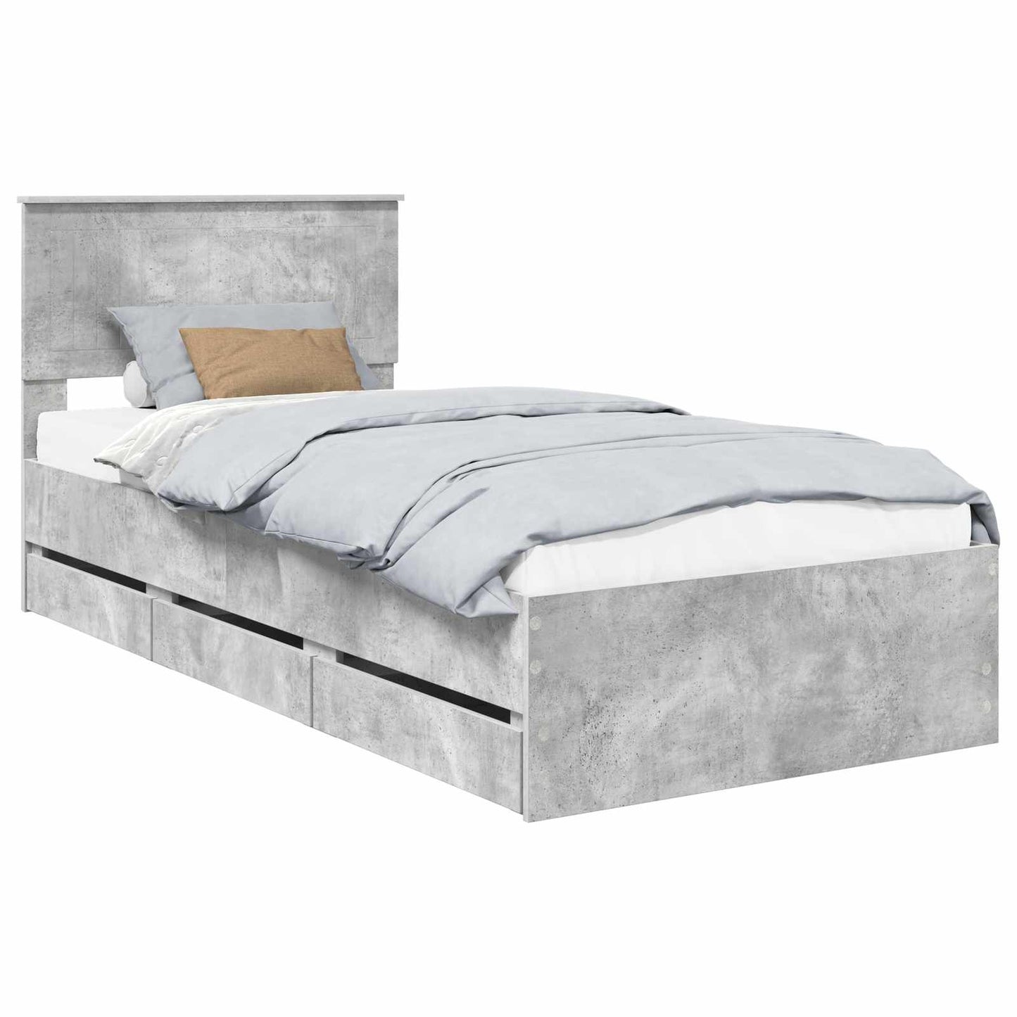 Struttura del letto con cassetto Grigio cemento 90 x 190 cm