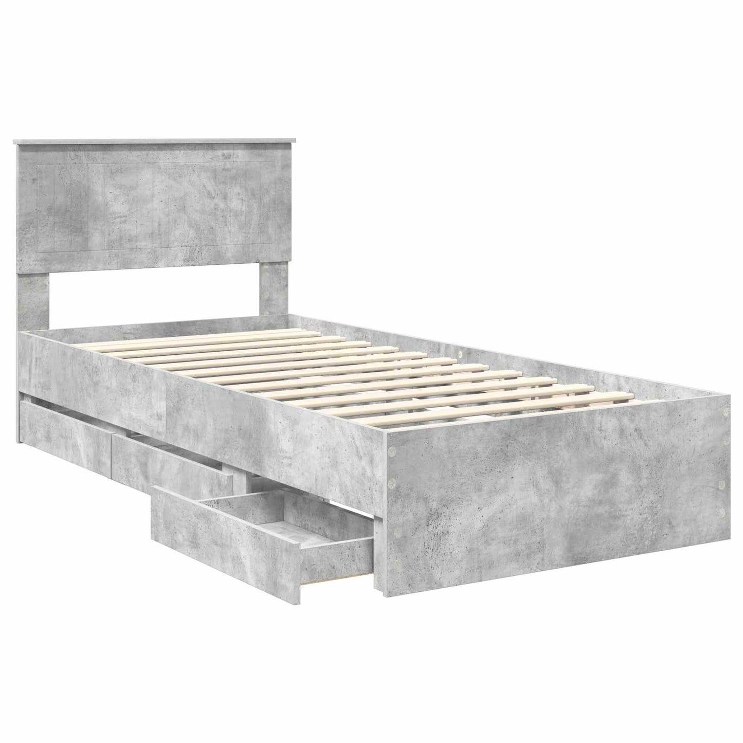 Struttura del letto con cassetto Grigio cemento 90 x 190 cm