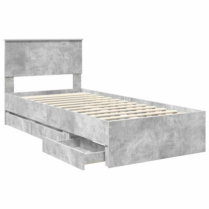 Struttura del letto con cassetto Grigio cemento 90 x 190 cm