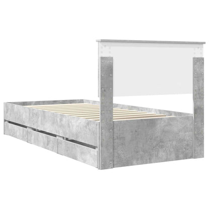Struttura del letto con cassetto Grigio cemento 90 x 190 cm