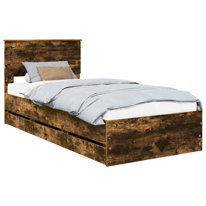 Struttura del letto con cassetto Rovere fumé 90 x 190 cm