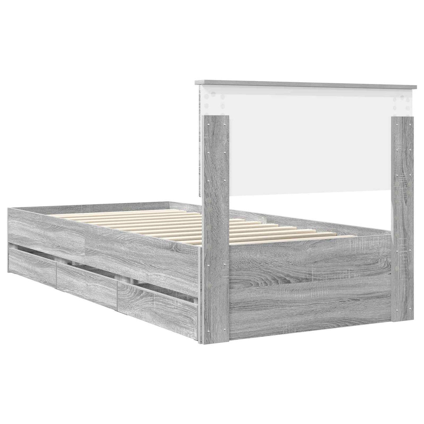 Struttura del letto con cassetto Grigio Sonoma 90 x 200 cm | homemem39