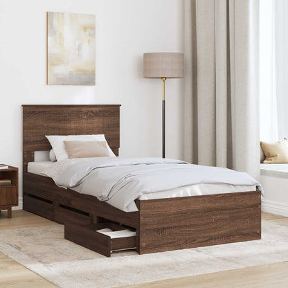 Struttura del letto con cassetto Rovere Marrone 90 x 190 cm