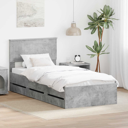 Struttura del letto con cassetto Grigio cemento 90 x 190 cm | homemem39