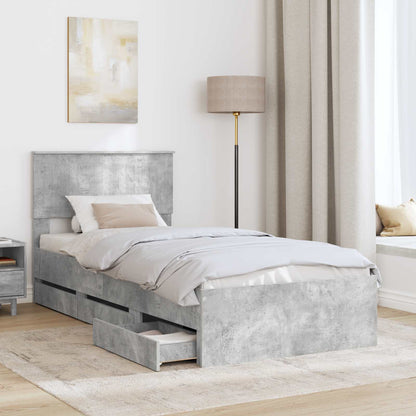 Struttura del letto con cassetto Grigio cemento 90 x 200 cm
