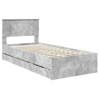 Struttura del letto con cassetto Grigio cemento 90 x 200 cm