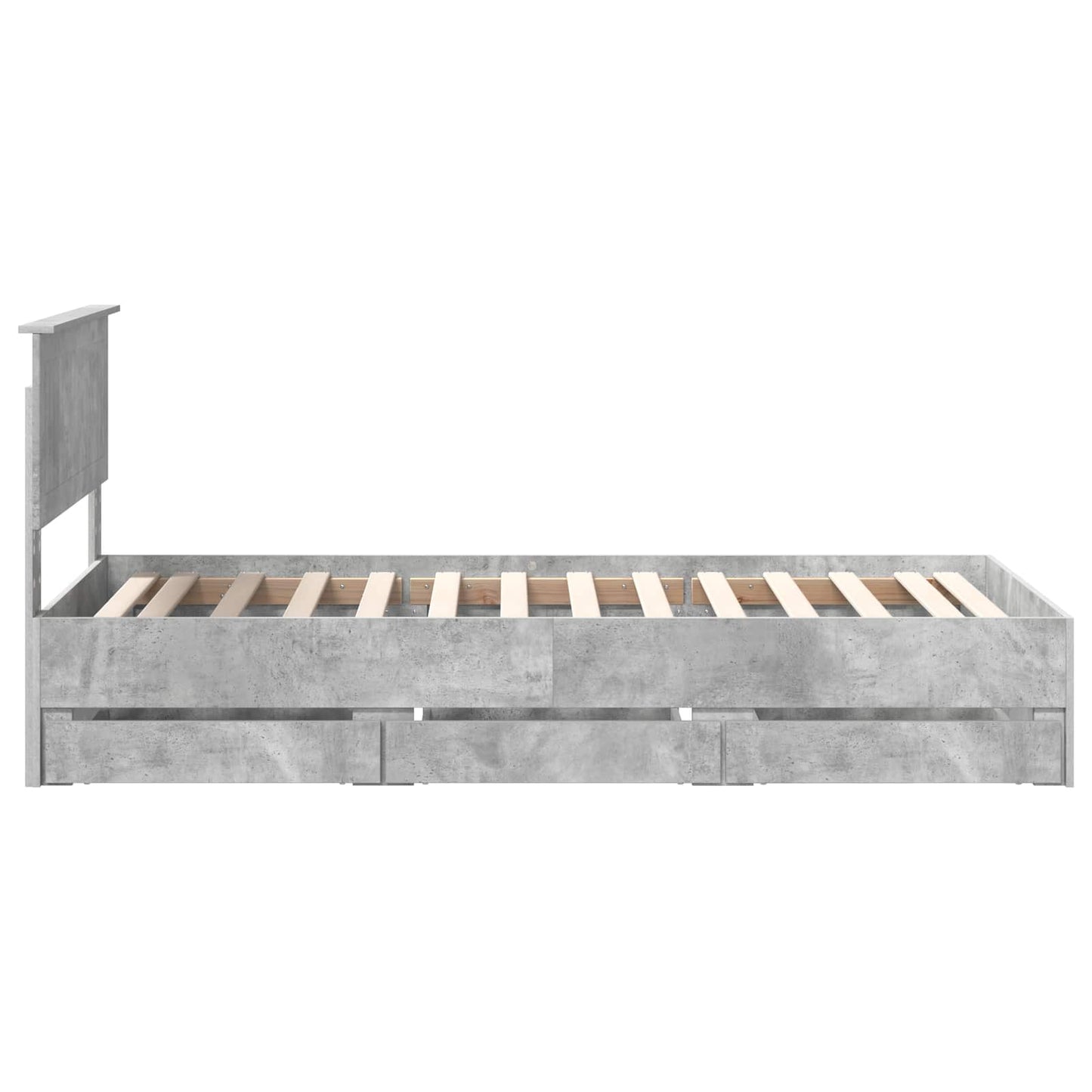 Struttura del letto con cassetto Grigio cemento 90 x 200 cm