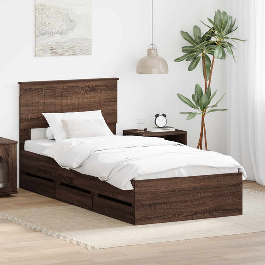 Struttura del letto con cassetto Rovere Marrone 90 x 190 cm | homemem39