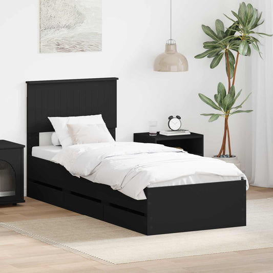 Struttura del letto Nero 75 x 190 cm Legno Ingegnerizzato
