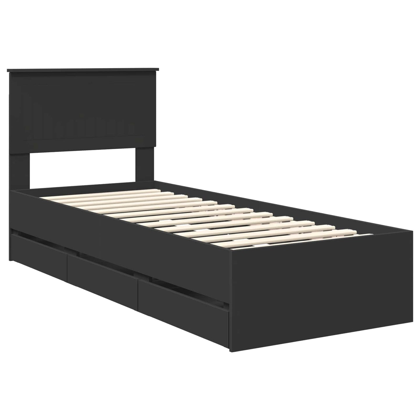 Struttura del letto Nero 75 x 190 cm Legno Ingegnerizzato | homemem39