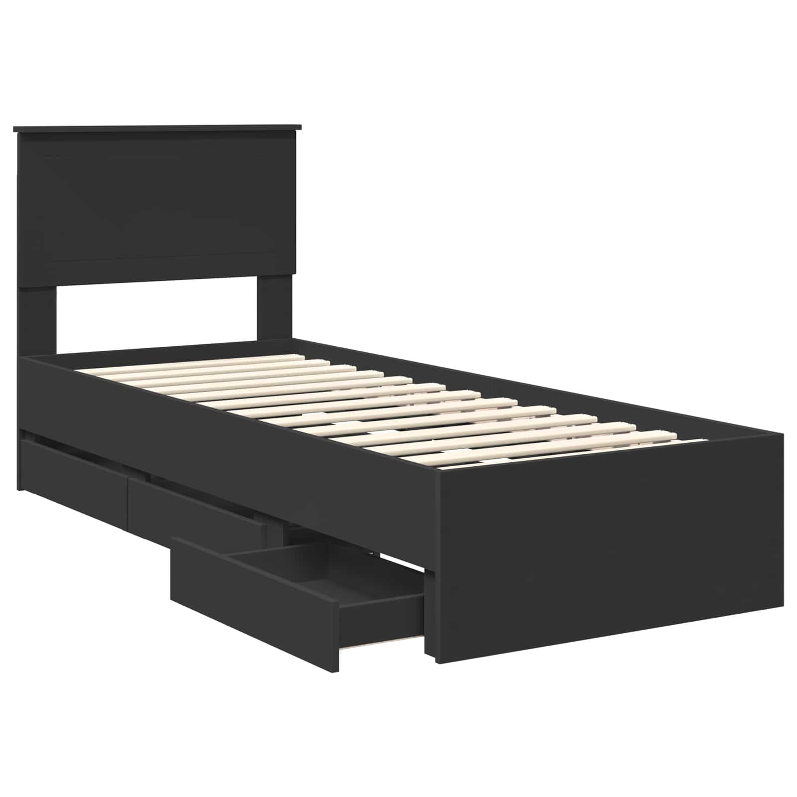 Struttura del letto Nero 75 x 190 cm Legno Ingegnerizzato | homemem39