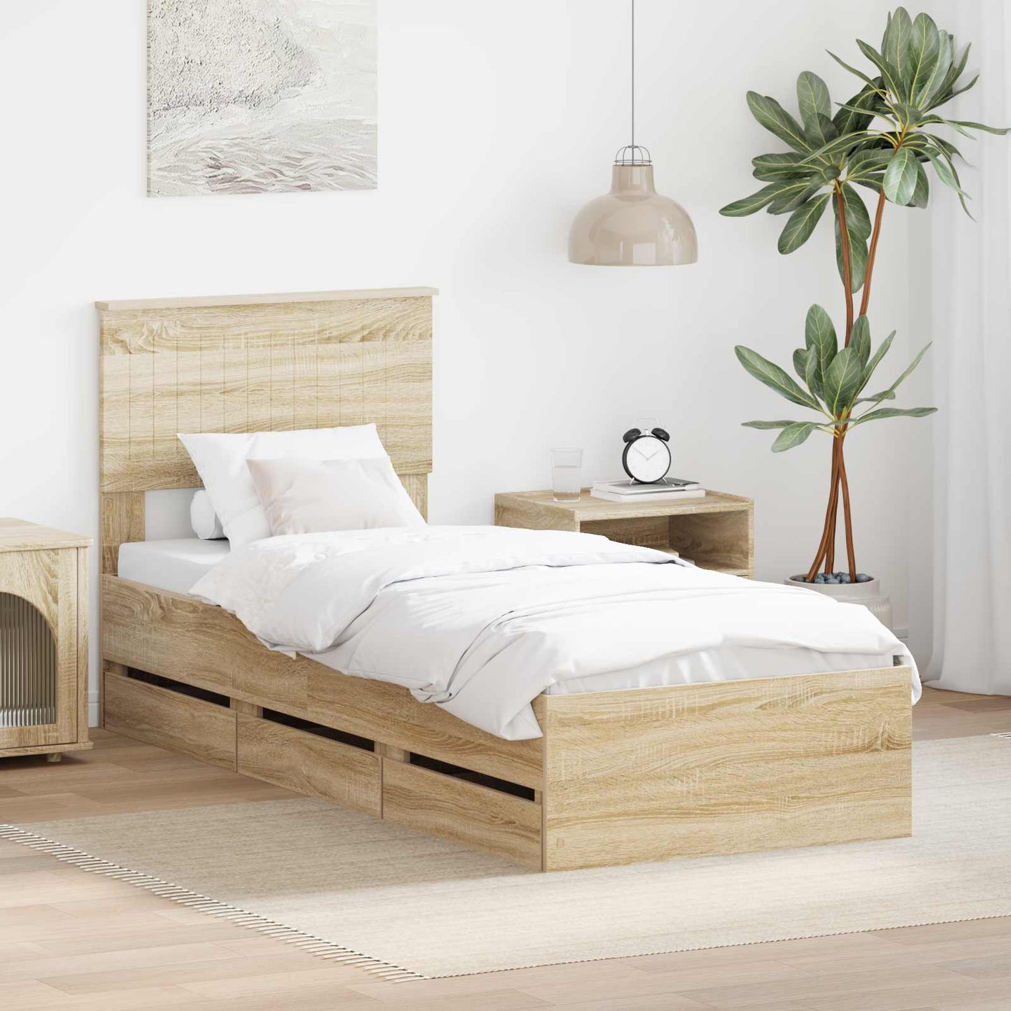 Struttura del letto con cassetto Rovere Sonoma 75 x 190 cm | homemem39